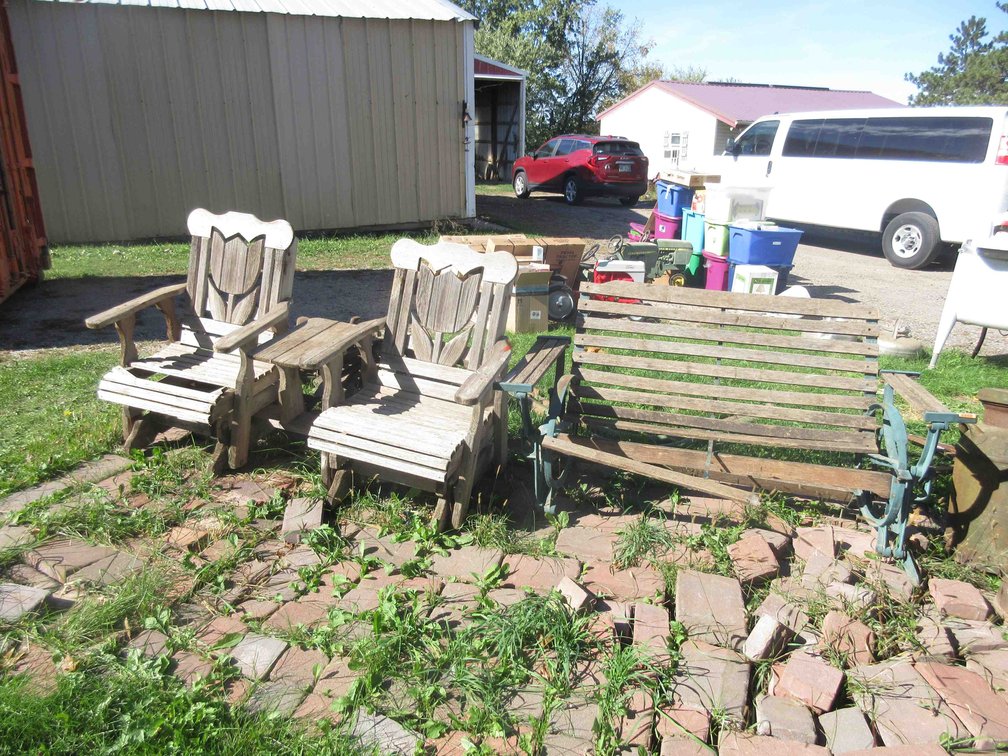 Group of patio glider benches