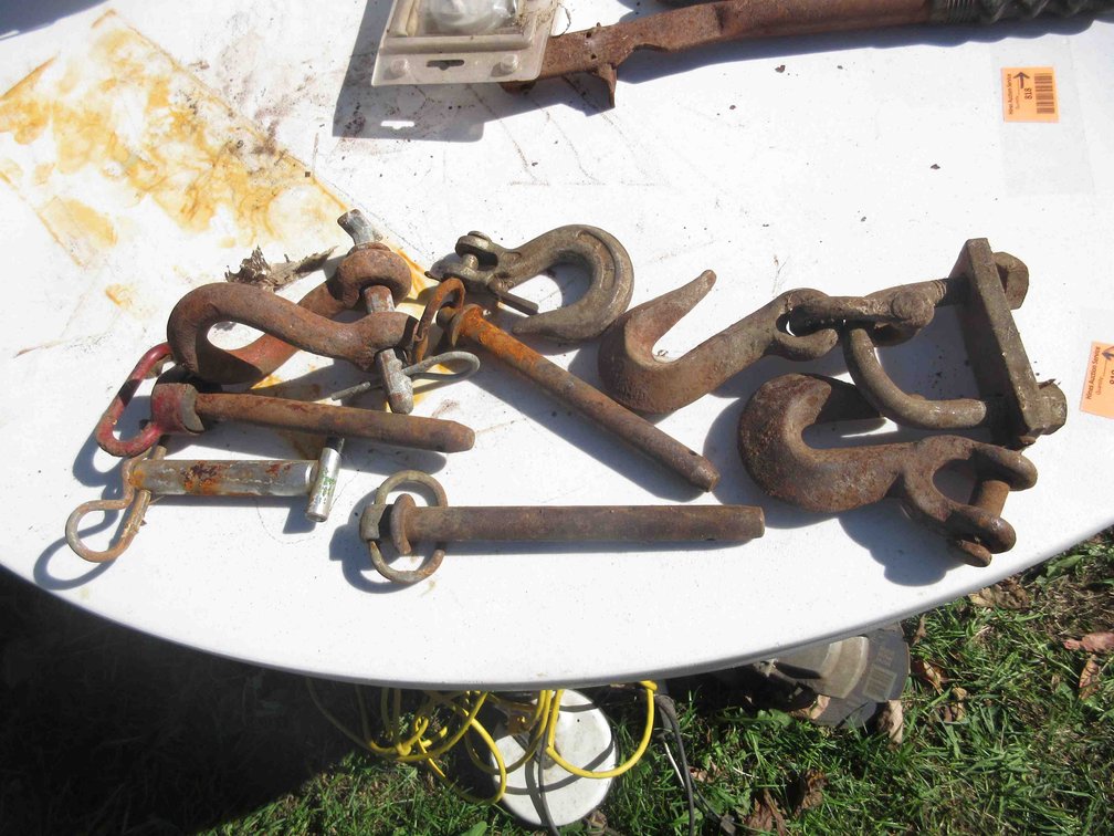 Group of hitch pins and hooks