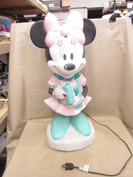 Blow Mold lighted Minnie Mouse with gift