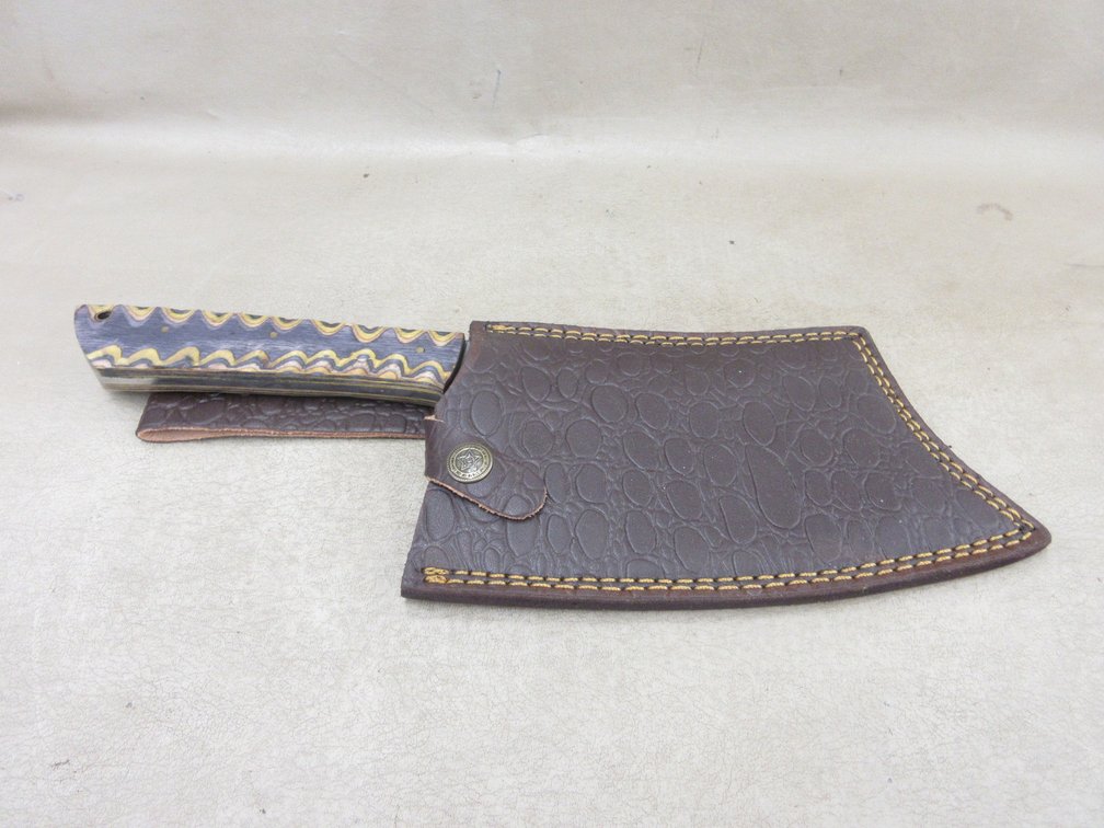 Custom-made Damascus meat cleaver