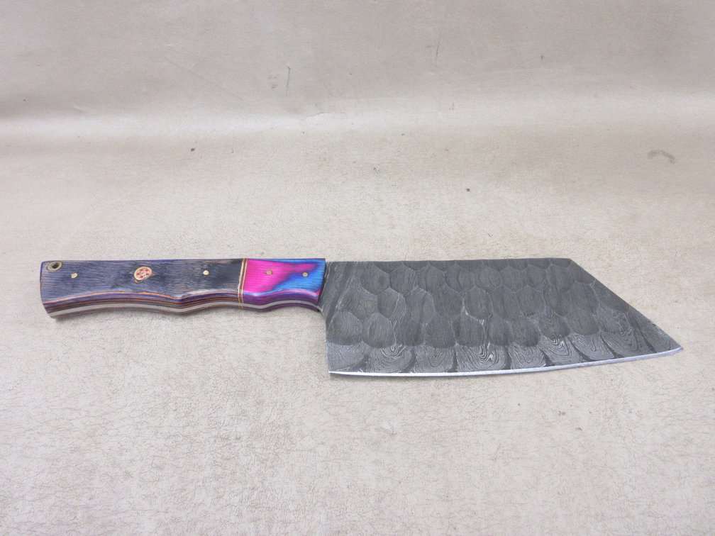 Custom-made Damascus cleaver