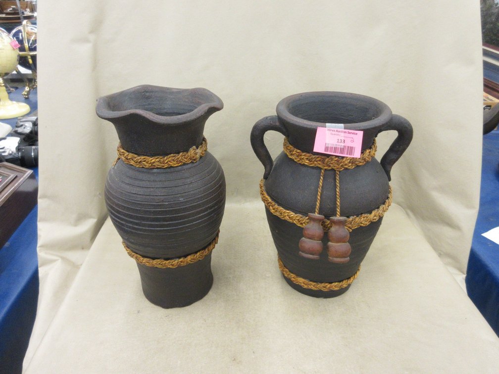 (2) Matching pottery vases