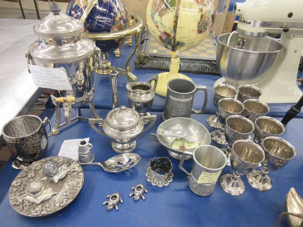 Pewter and silverplate group