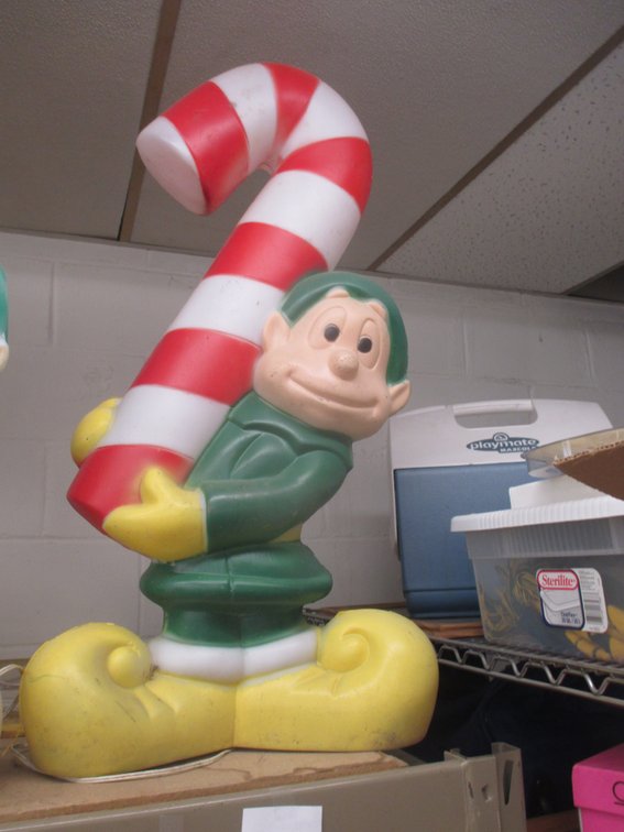 Blow Mold lighted Elf with candy cane