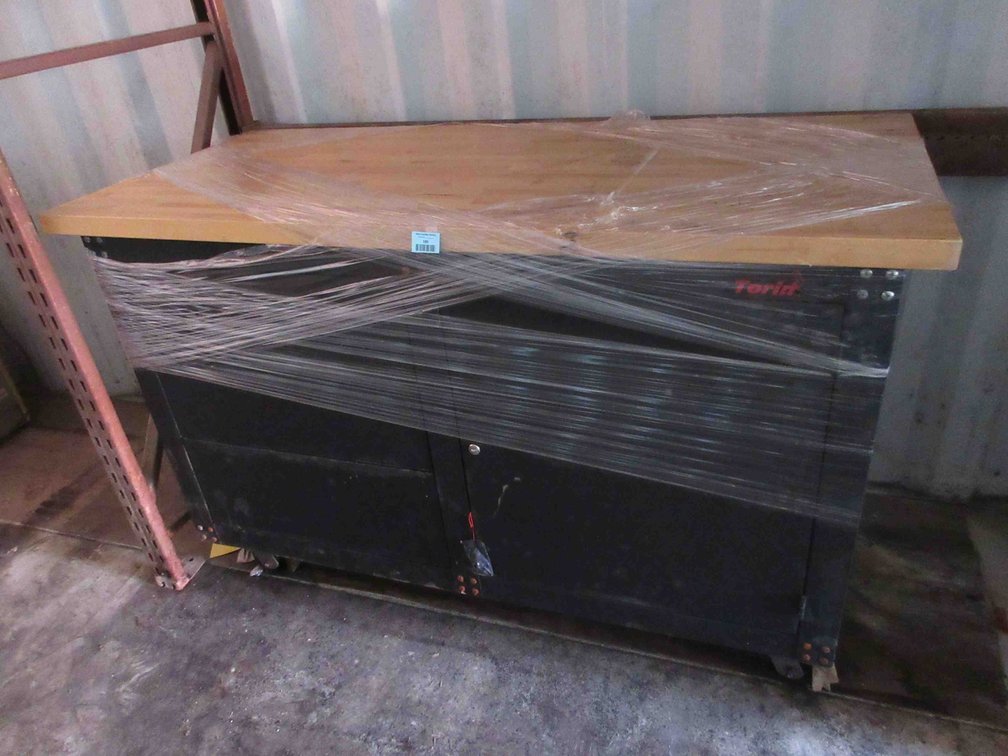 Torin rolling metal shop cabinet with wood top