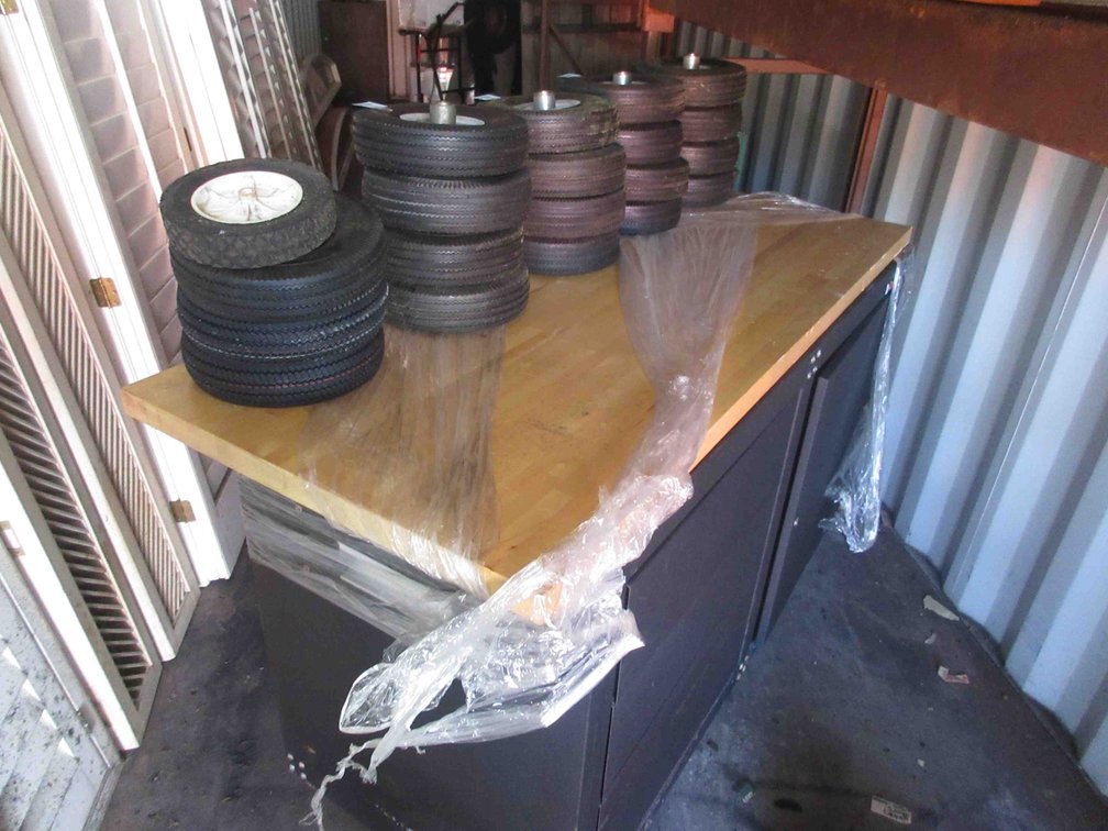 Torin rolling metal shop cabinet with wood top