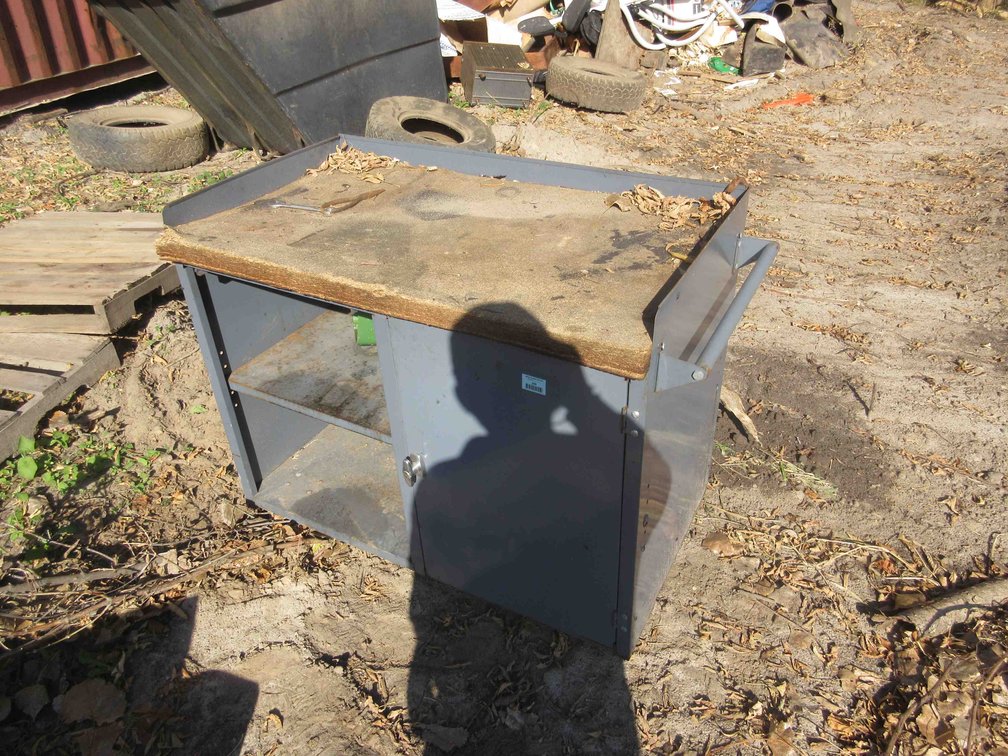 Rolling metal shop cabinet