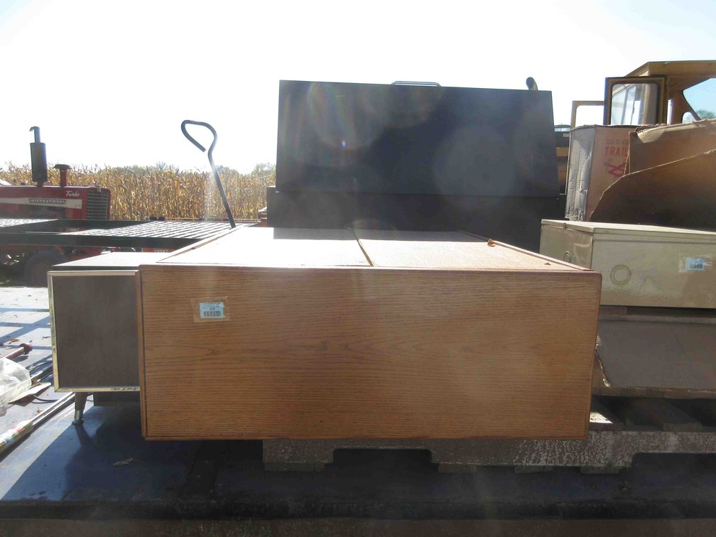 Wood cabinet with mini refrigerator