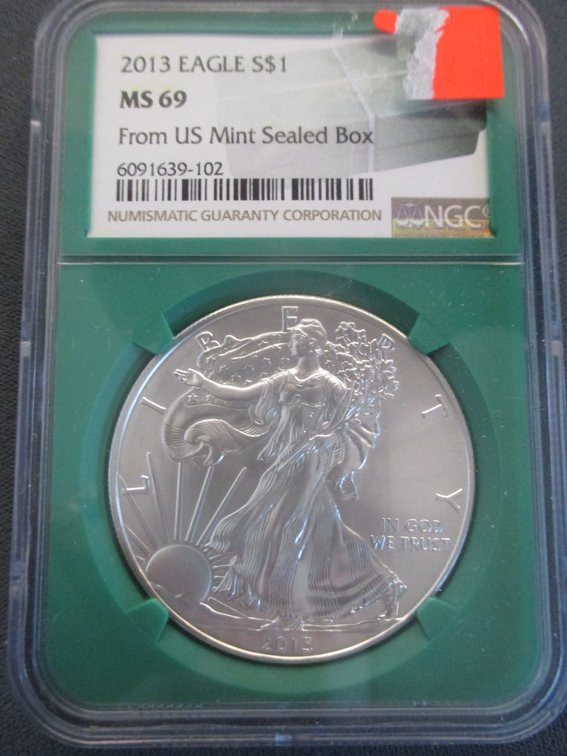 2013 US Silver Eagle graded MS69 by NGC