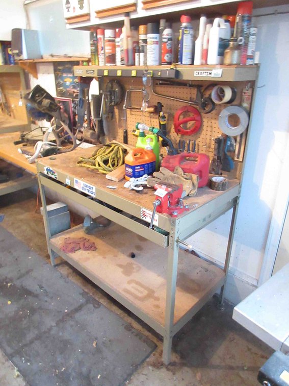 Metal and wood workbench