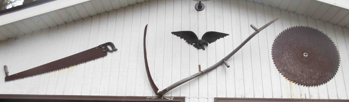Antique tool group on upper garage