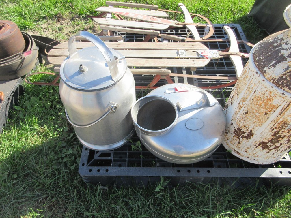 (2) Stainless steel milker buckets