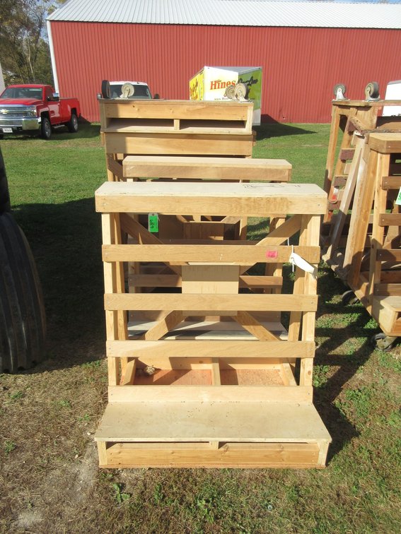 (4) Wooden carts, (2) rolling