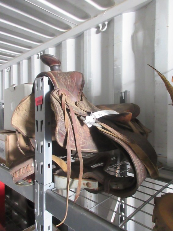 Leather horse saddle