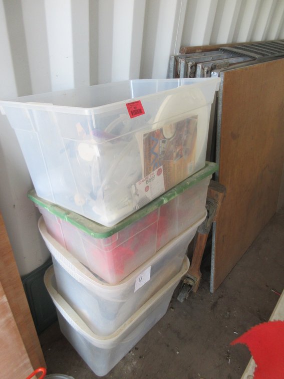 (4) Totes with beer making supplies and cart