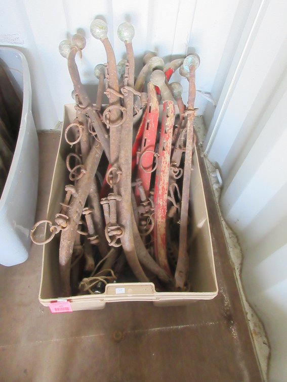 Tote with contents of horse tack