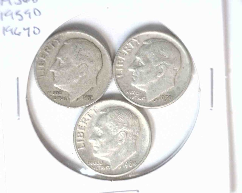 (3) Silver Roosevelt dimes