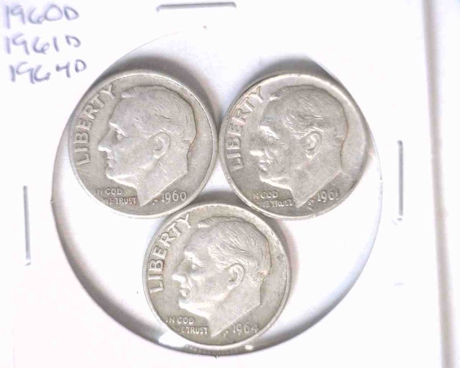 (3) Silver Roosevelt dimes