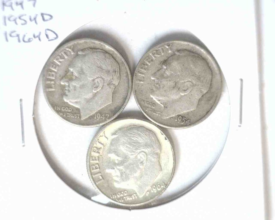 (3) Silver Roosevelt dimes
