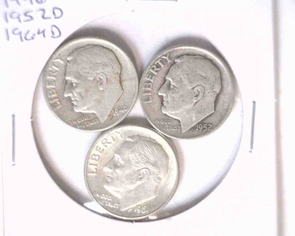 (3) Silver Roosevelt dimes