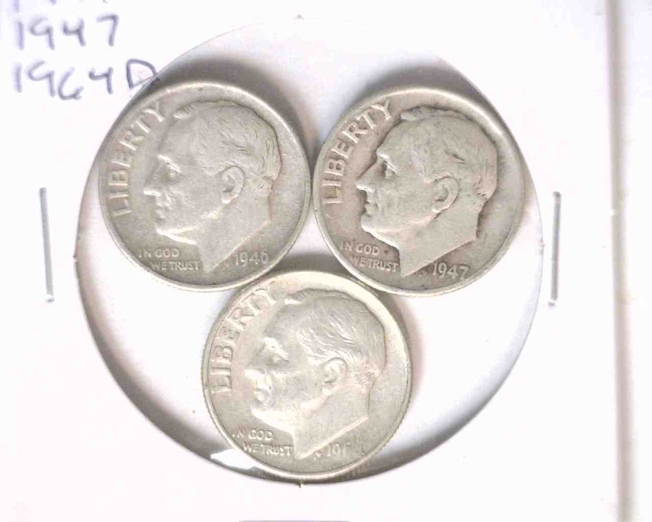 (3) Silver Roosevelt dimes