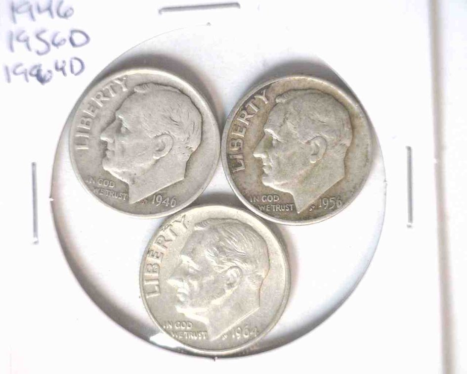 (3) Silver Roosevelt dimes
