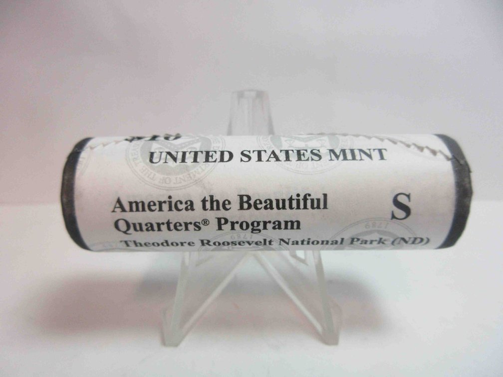 Uncirculated roll of 2016-S Theodore Roosevelt National Park quarters