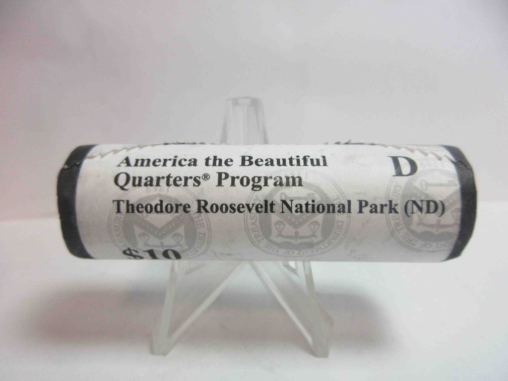 Uncirculated roll of 2016-D Theodore Roosevelt National Park quarters