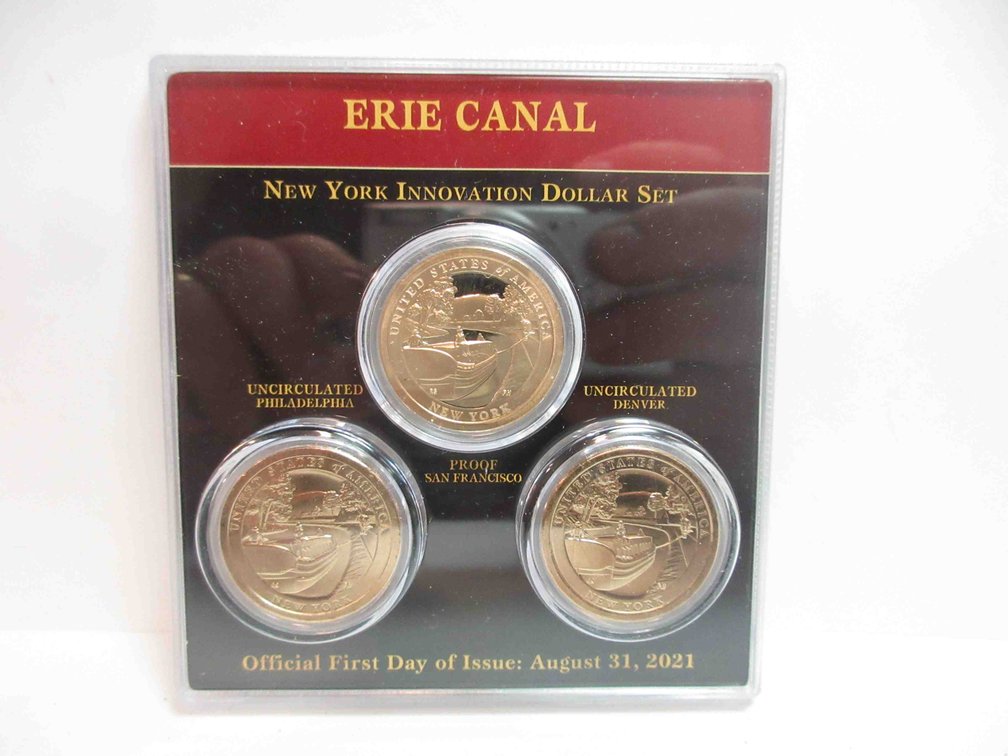 (3) 2021 First day of issue Erie Canal dollar coins