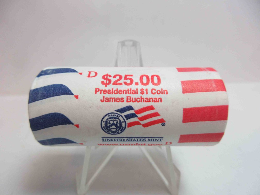 Uncirculated roll of 2010-D James Buchanon dollar coins