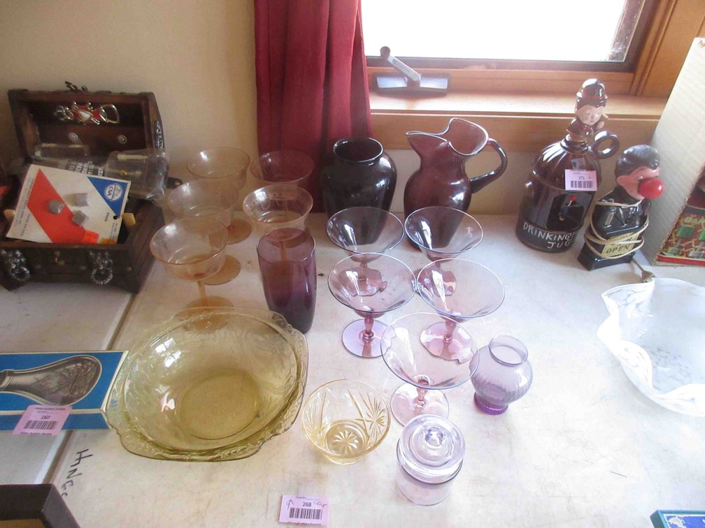 Group of colored glassware