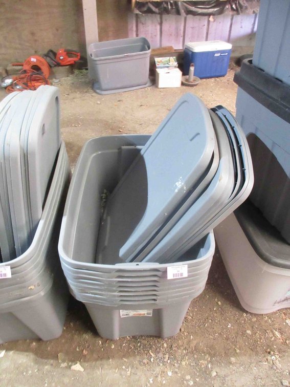 (8) Plastic totes with lids
