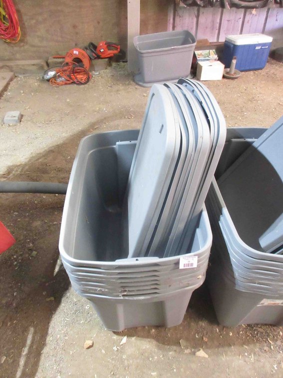(8) Plastic totes with lids