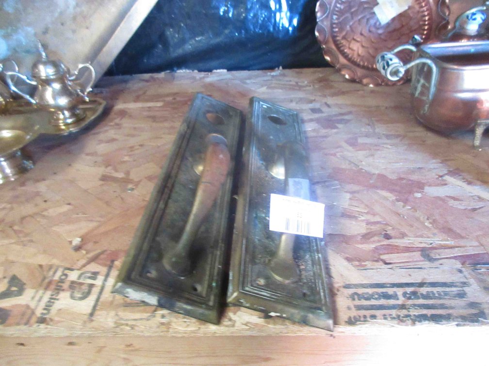 Pair of brass door pulls