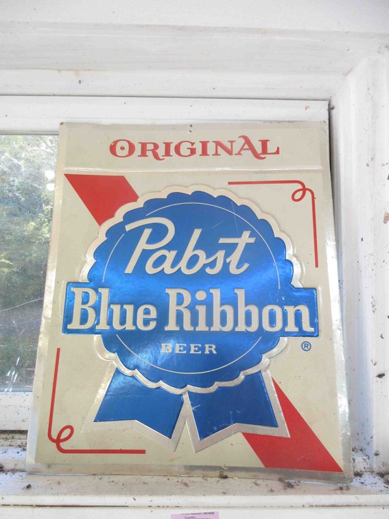 Pabst Blue Ribbon cardboard sign