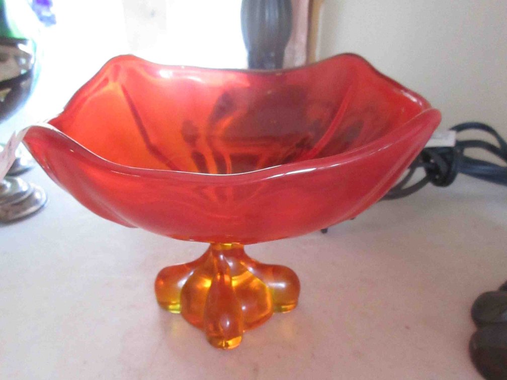 Vintage amberina compote