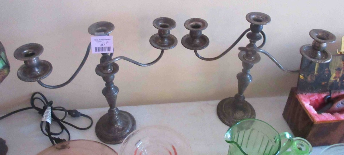 Pair of sterling weighted candelabras