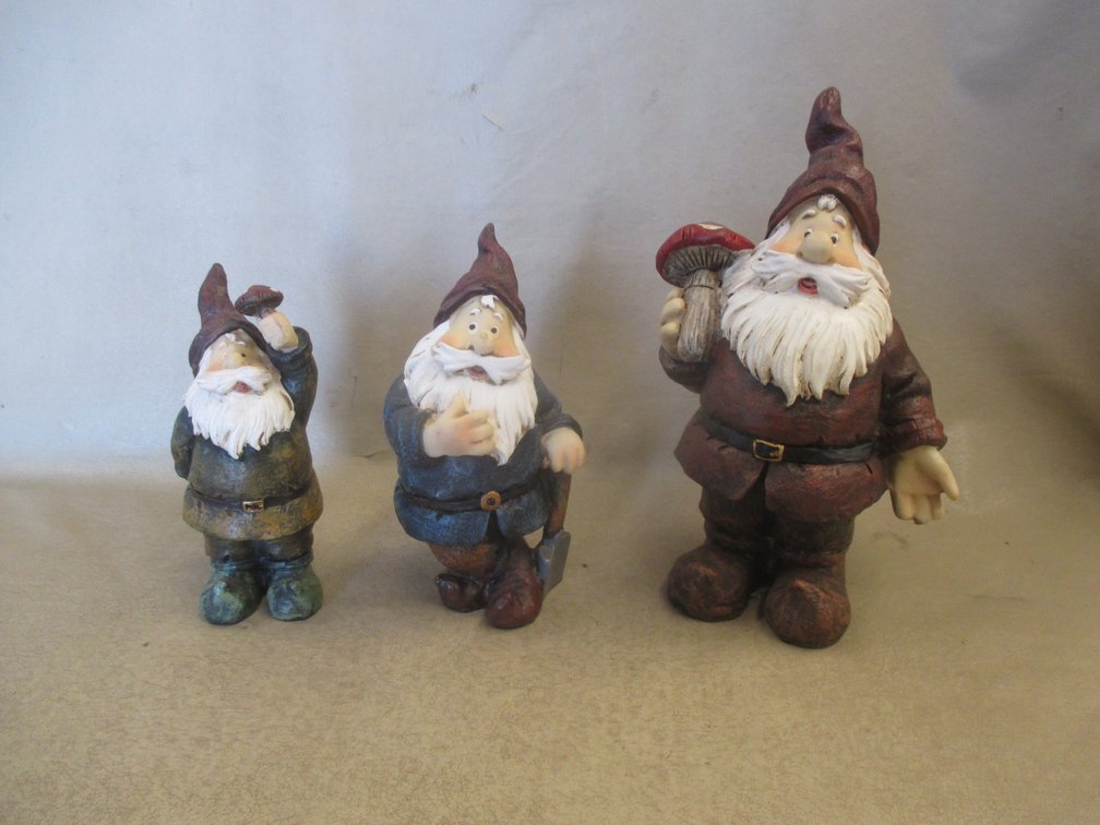 (3) Santa Gnome figurines