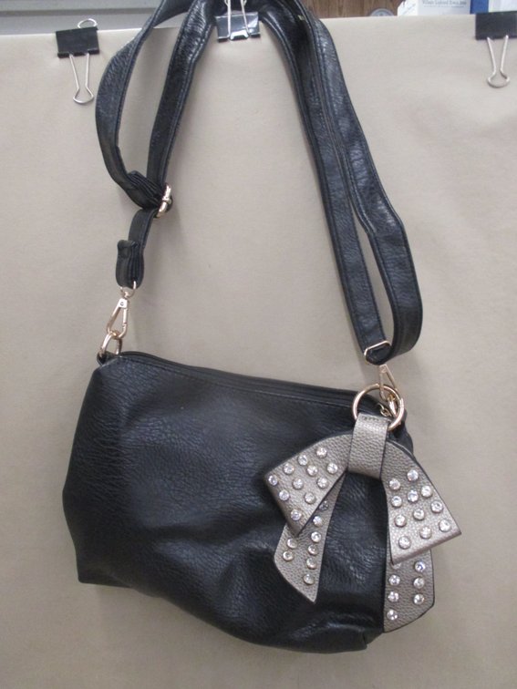 Black faux leather purse