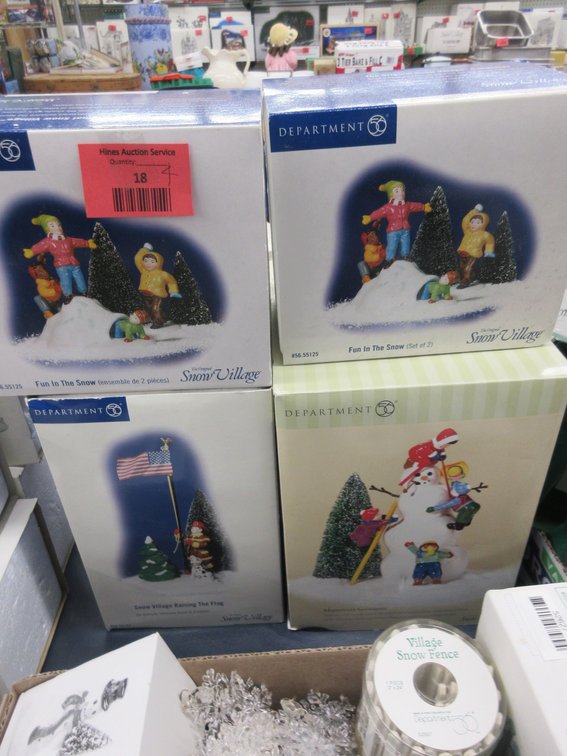 (4) Department 56 porcelain Christmas Village figurines
