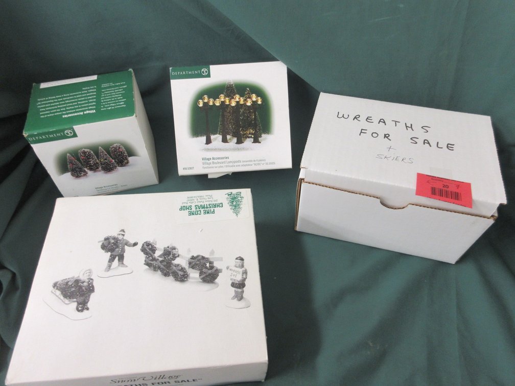 (4) Boxes Department 56 figurines and accessories