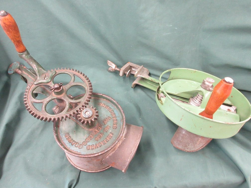(2) Vintage cast and metal grater and slicers