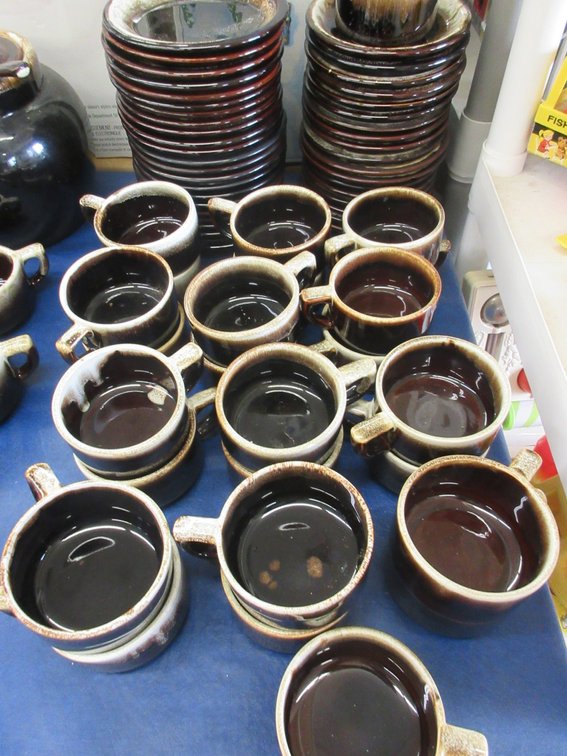 Group of Pfaltzgraff brown drip stoneware