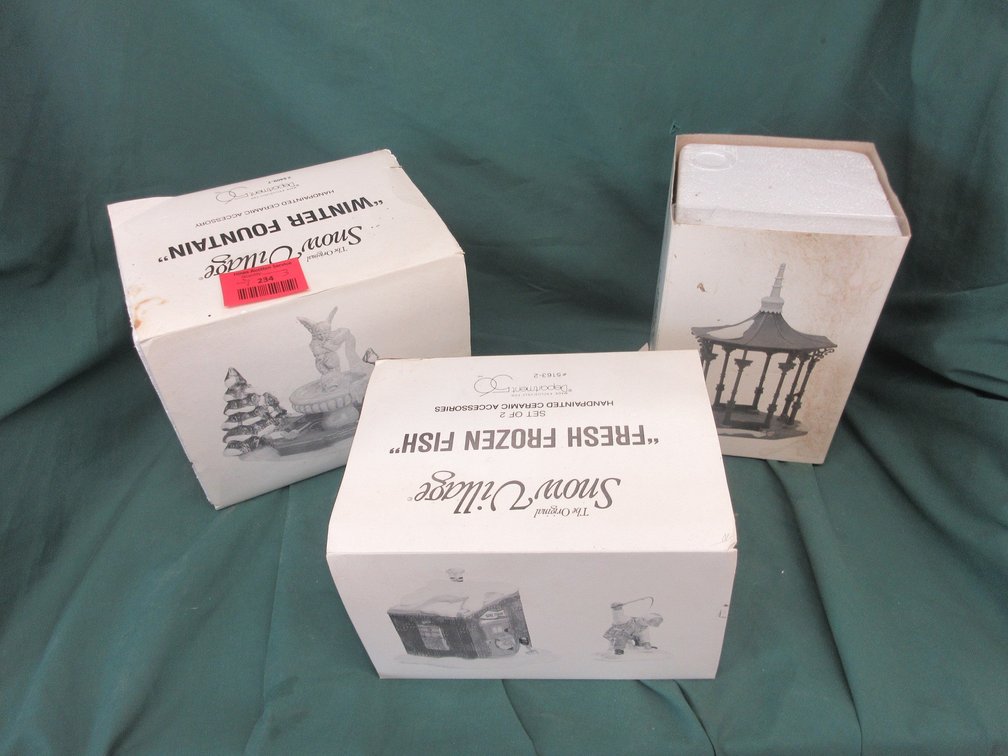 (3) Department 56 Snow Village accessories