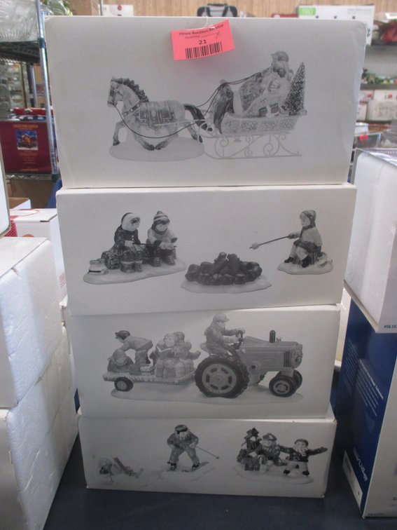 (4) Department 56 Snow Village figurine sets
