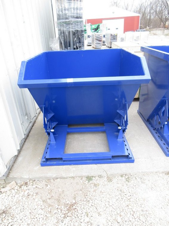 Blue steel forklift tip dumpster