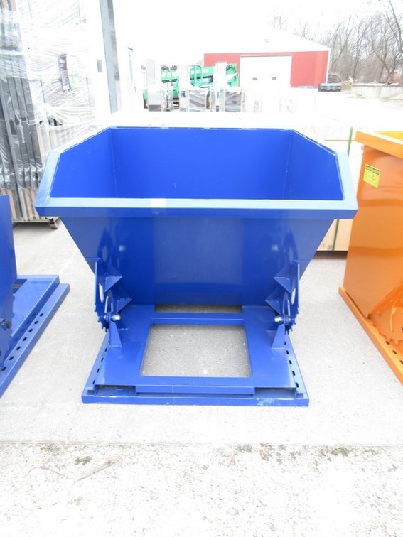 Blue steel forklift tip dumpster