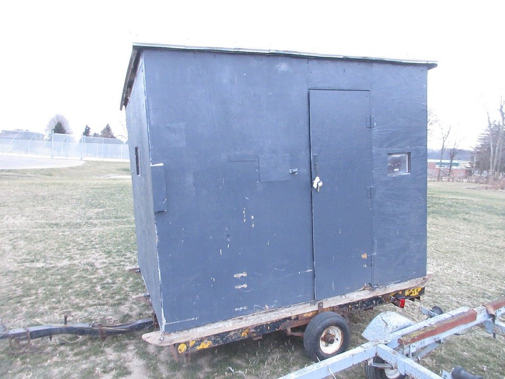 Homemade ice fishing shack on trailer (no title)