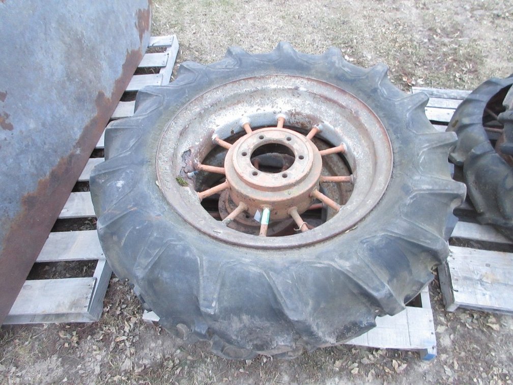 Pair of tractor tires on steel rims