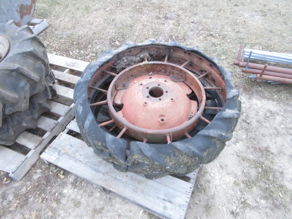 Pair of Steel rims with tubber tire treads